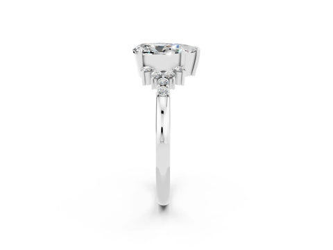 White gold Pear Cut Moissanite Ring with Side Stones and Four-Prong Setting_38