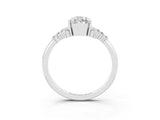 White gold Pear Cut Moissanite Ring with Side Stones and Four-Prong Setting_39
