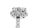 White gold Pear Cut Moissanite Scalloped Halo Engagement Ring with Round Shared Prong Band_29