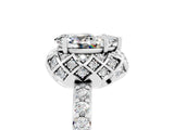 White gold Pear Cut Moissanite Scalloped Halo Engagement Ring with Round Shared Prong Band_41