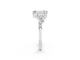 White gold Pear Cut Moissanite Scattered Round Accent Ring with Prong Setting_26