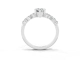 White gold Pear Cut Moissanite Scattered Round Accent Ring with Prong Setting_27