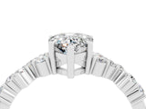 White gold Pear Cut Moissanite Scattered Round Accent Ring with Prong Setting_28