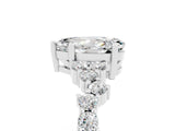 White gold Pear Cut Moissanite Scattered Round Accent Ring with Prong Setting_29
