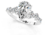 White gold Pear Cut Moissanite Scattered Round Accent Ring with Prong Setting_49
