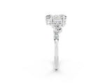 White gold Pear Cut Moissanite Scattered Round Accent Ring with Prong Setting_50