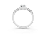 White gold Pear Cut Moissanite Scattered Round Accent Ring with Prong Setting_51