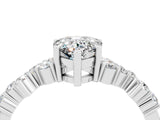 White gold Pear Cut Moissanite Scattered Round Accent Ring with Prong Setting_52