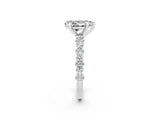 White gold Pear Cut Moissanite Side Stone Solitaire Ring with Round  and Four-Prong Setting_50