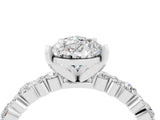 White gold Pear Cut Moissanite Side Stone Solitaire Ring with Round  and Four-Prong Setting_52
