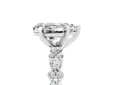 White gold Pear Cut Moissanite Side Stone Solitaire Ring with Round  and Four-Prong Setting_53