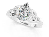 White gold Pear Cut Moissanite Solitaire Celtic Knot Ring with Four-Prong Setting_13
