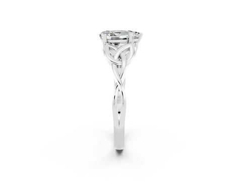 White gold Pear Cut Moissanite Solitaire Celtic Knot Ring with Four-Prong Setting_14