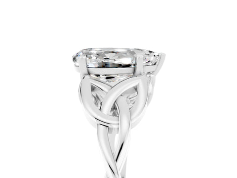 White gold Pear Cut Moissanite Solitaire Celtic Knot Ring with Four-Prong Setting_17