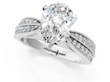 White gold Pear Cut Moissanite   Solitaire Diamond Ring with Milgrain Pavé Band and Four-Prong Setting_34