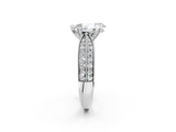 White gold Pear Cut Moissanite   Solitaire Diamond Ring with Milgrain Pavé Band and Four-Prong Setting_35