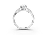 White gold Pear Cut Moissanite   Solitaire Diamond Ring with Milgrain Pavé Band and Four-Prong Setting_36