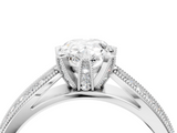 White gold Pear Cut Moissanite   Solitaire Diamond Ring with Milgrain Pavé Band and Four-Prong Setting_37