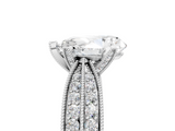 White gold Pear Cut Moissanite   Solitaire Diamond Ring with Milgrain Pavé Band and Four-Prong Setting_38