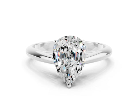 White gold Pear Cut Moissanite Solitaire Engagement Ring with Cathedral Setting and Four-Prong Mount_12