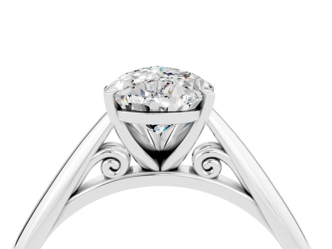 White gold Pear Cut Moissanite Solitaire Engagement Ring with Cathedral Setting and Four-Prong Mount_16