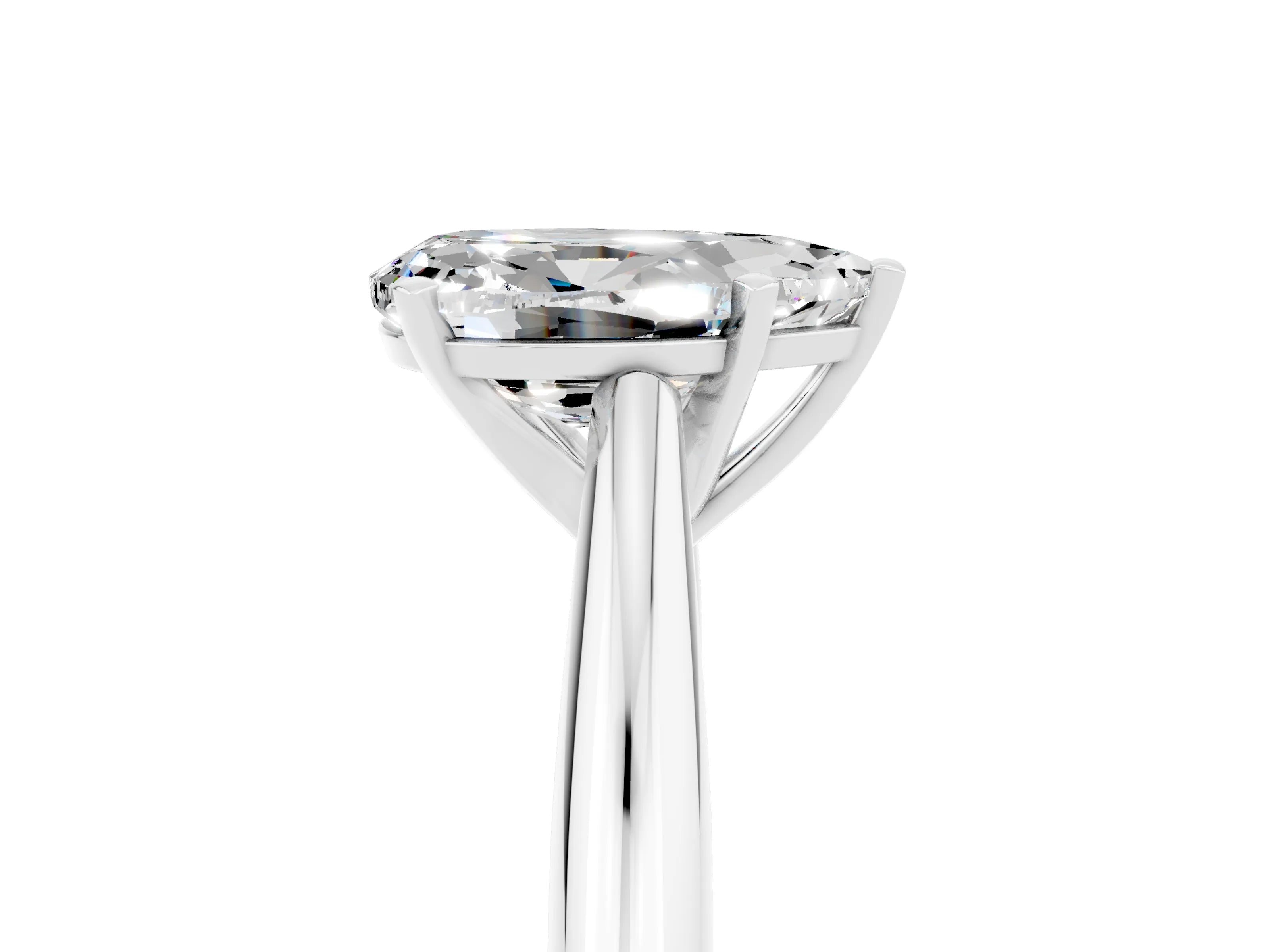 White gold Pear Cut Moissanite Solitaire Engagement Ring with Cathedral Setting and Four-Prong Mount_17