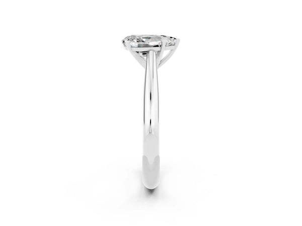 White gold Pear Cut Moissanite Solitaire Engagement Ring with Cathedral Setting and Four-Prong Mount