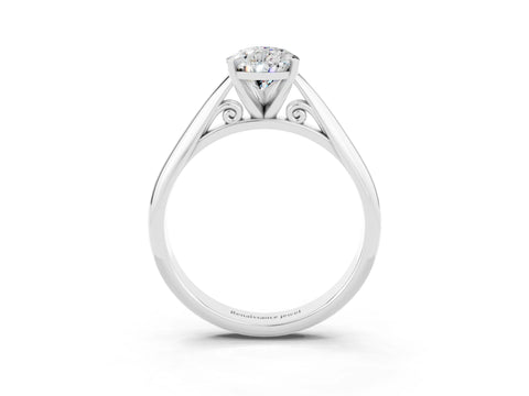 White gold Pear Cut Moissanite Solitaire Engagement Ring with Cathedral Setting and Four-Prong Mount_27