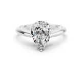 White gold Pear Cut Moissanite Solitaire Engagement Ring with Cathedral Setting and Four-Prong Mount_30