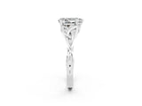 White gold Pear Cut Moissanite Solitaire Engagement Ring with Celtic Knot Band and Four-Prong Setting_2