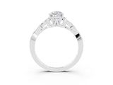 White gold Pear Cut Moissanite Solitaire Engagement Ring with Celtic Knot Band and Four-Prong Setting_3