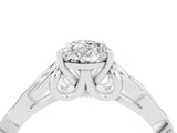 White gold Pear Cut Moissanite Solitaire Engagement Ring with Celtic Knot Band and Four-Prong Setting_4