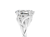 White gold Pear Cut Moissanite Solitaire Engagement Ring with Celtic Knot Band and Four-Prong Setting_5