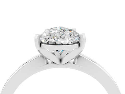 White gold Pear Cut Moissanite Solitaire Engagement Ring with Classic Band and Four-Prong Setting_28