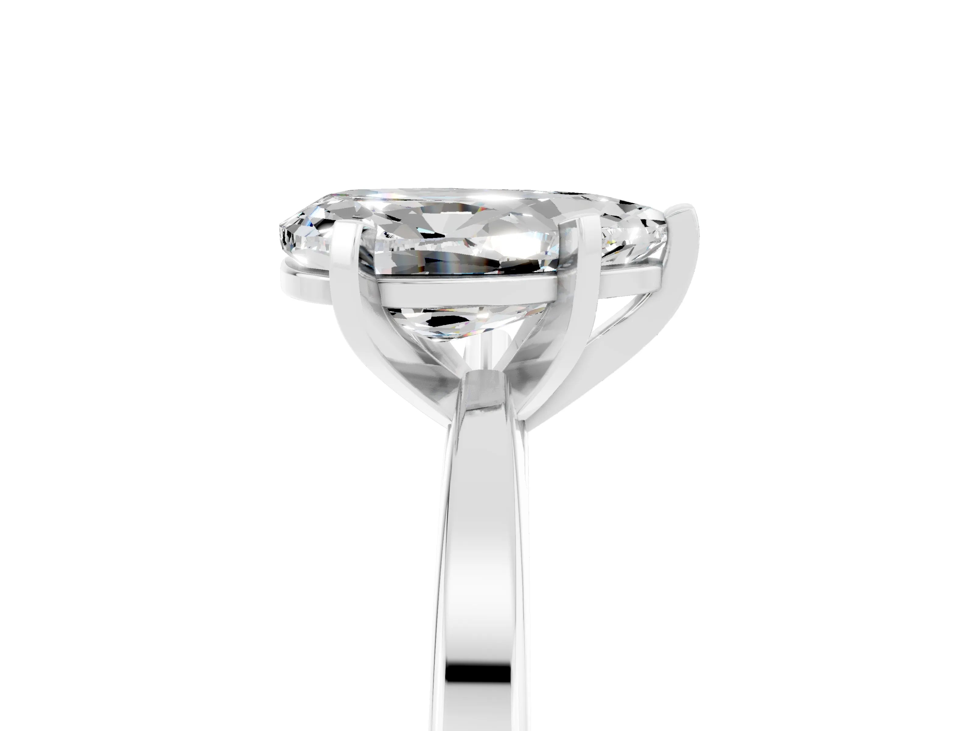 White gold Pear Cut Moissanite Solitaire Engagement Ring with Classic Band and Four-Prong Setting_29