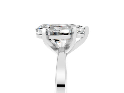 White gold Pear Cut Moissanite Solitaire Engagement Ring with Classic Band and Four-Prong Setting_29