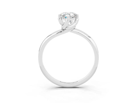 White gold Pear Cut Moissanite Solitaire Engagement Ring with Four-Prong Setting and Classic Band_15