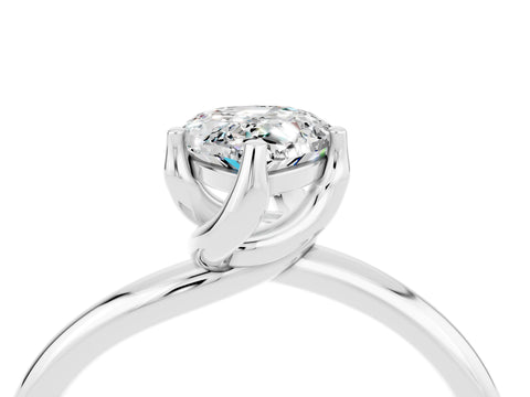 White gold Pear Cut Moissanite Solitaire Engagement Ring with Four-Prong Setting and Classic Band_16