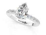 White gold Pear Cut Moissanite Solitaire Engagement Ring with Pavé Band and Four-Prong Setting_1