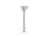 White gold Pear Cut Moissanite Solitaire Engagement Ring with Pavé Band and Four-Prong Setting_2
