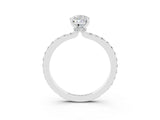 White gold Pear Cut Moissanite Solitaire Engagement Ring with Pavé Band and Four-Prong Setting_3