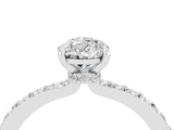 White gold Pear Cut Moissanite Solitaire Engagement Ring with Pavé Band and Four-Prong Setting_4