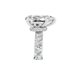 White gold Pear Cut Moissanite Solitaire Engagement Ring with Pavé Band and Four-Prong Setting_5