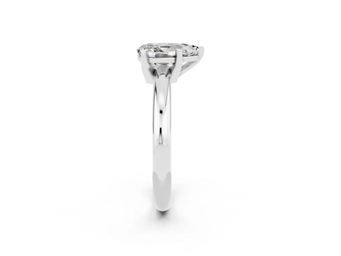 White gold Pear Cut Moissanite Solitaire Engagement Ring with Round Band and Four-Prong Setting_2