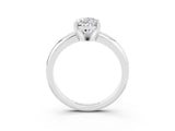 White gold Pear Cut Moissanite Solitaire Engagement Ring with Round Band and Four-Prong Setting_3