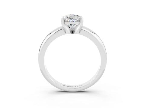 White gold Pear Cut Moissanite Solitaire Engagement Ring with Round Band and Four-Prong Setting_3