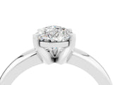 White gold Pear Cut Moissanite Solitaire Engagement Ring with Round Band and Four-Prong Setting_4