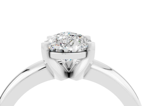 White gold Pear Cut Moissanite Solitaire Engagement Ring with Round Band and Four-Prong Setting_4