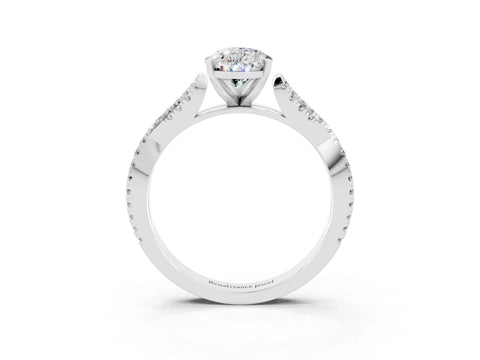 White gold Pear Cut Moissanite Solitaire Engagement Ring with Twisted Pavé Band and Four-Prong Setting_3