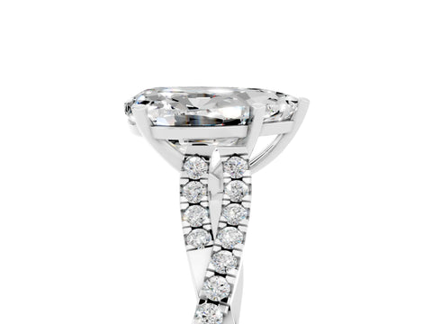 White gold Pear Cut Moissanite Solitaire Engagement Ring with Twisted Pavé Band and Four-Prong Setting_5